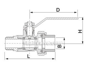 PP-R copper ball valve( external wire single head type) constructral diagram